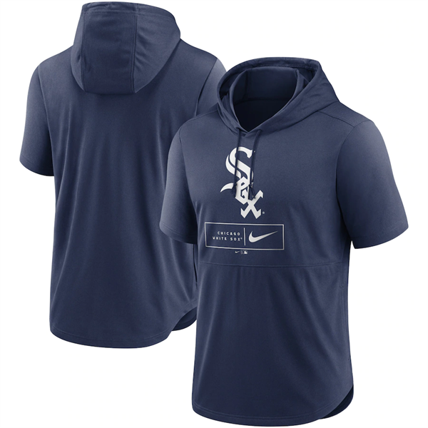 Men's Chicago White Sox Navy Short Sleeve Pullover Hoodie